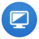 نماد نرم افزار کنترل از راه دور Ultraviewer شامل یک دایره آبی رنگ با یک مانیتور سفید داخل آن
